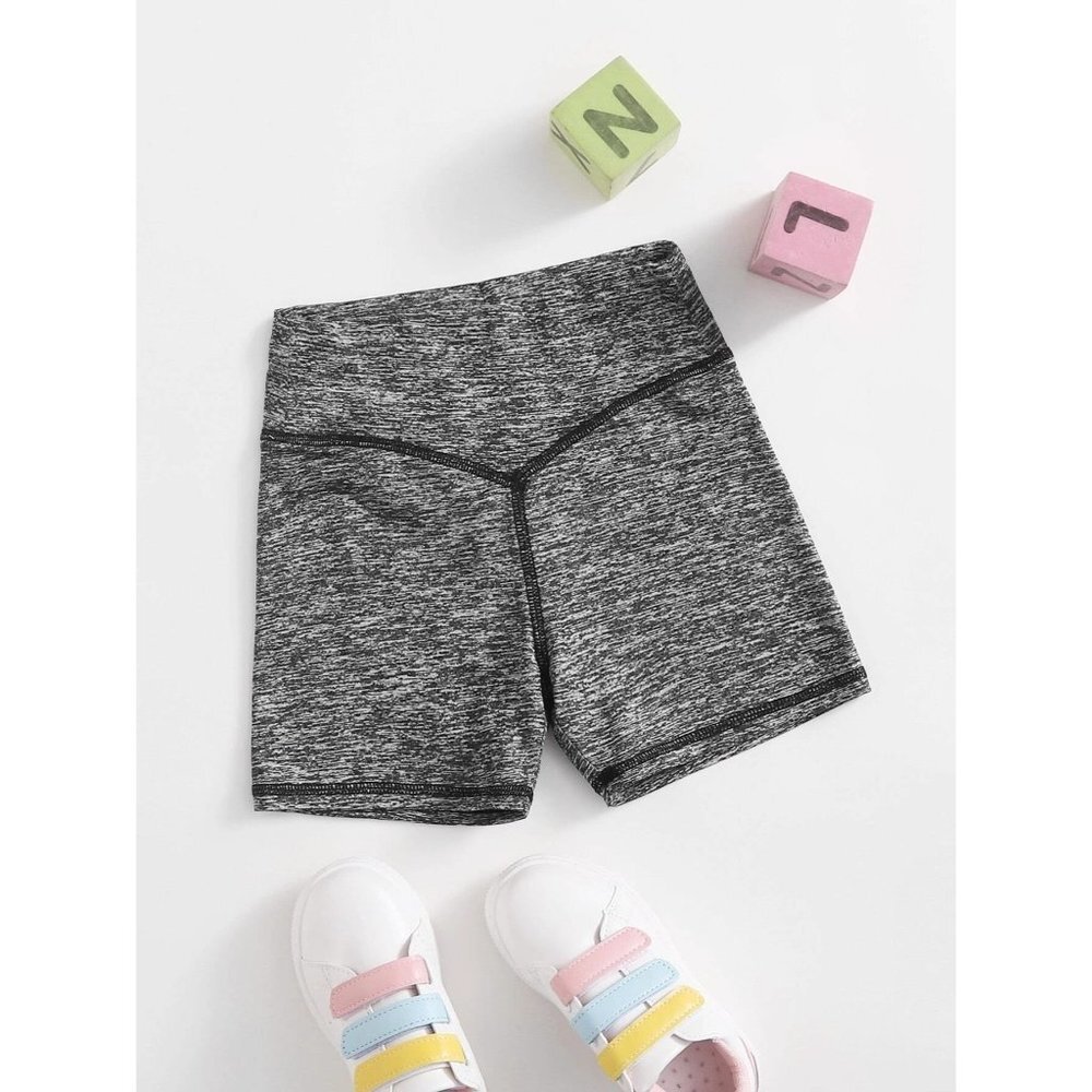 NEW‎ SHEIN Girls Contrast Stitch Biker Shorts Size 9Y Color Dark Grey